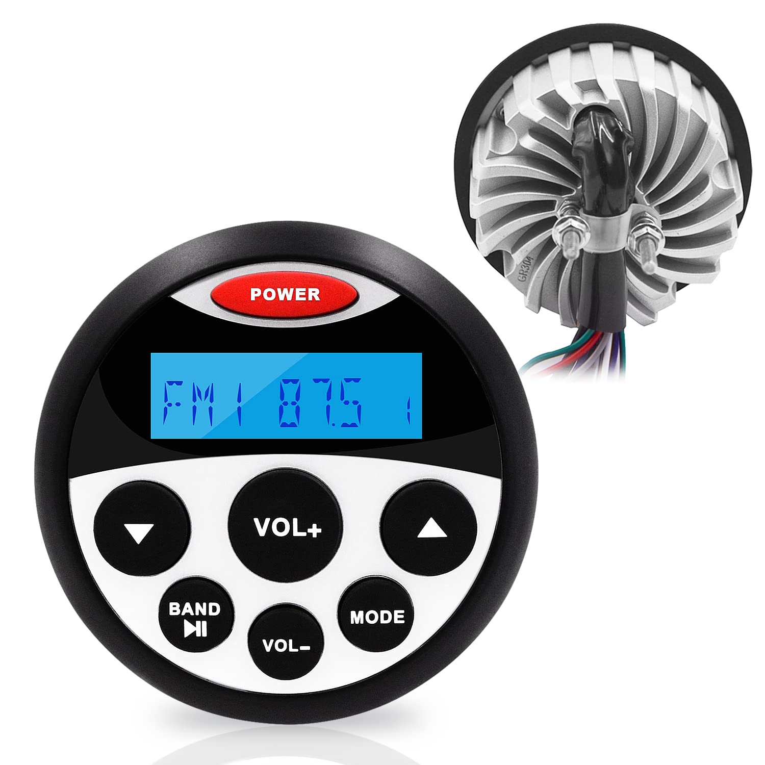 Guzare Marine Stereo Boats Radio Waterproof Radio Audio Package   Bluetooth Mp3 Usb Am Fm Marine Radio With 4 Inch X 2 Black Spe